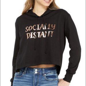True Craft NWT Long Sleeve Cropped Socially Distant Graphic Hoodie